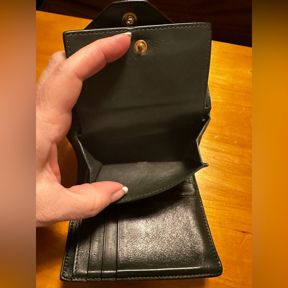 Celine Green & Gray Leather Colorblock Envelope Style Compact Wallet with Box - Picture 8 of 8